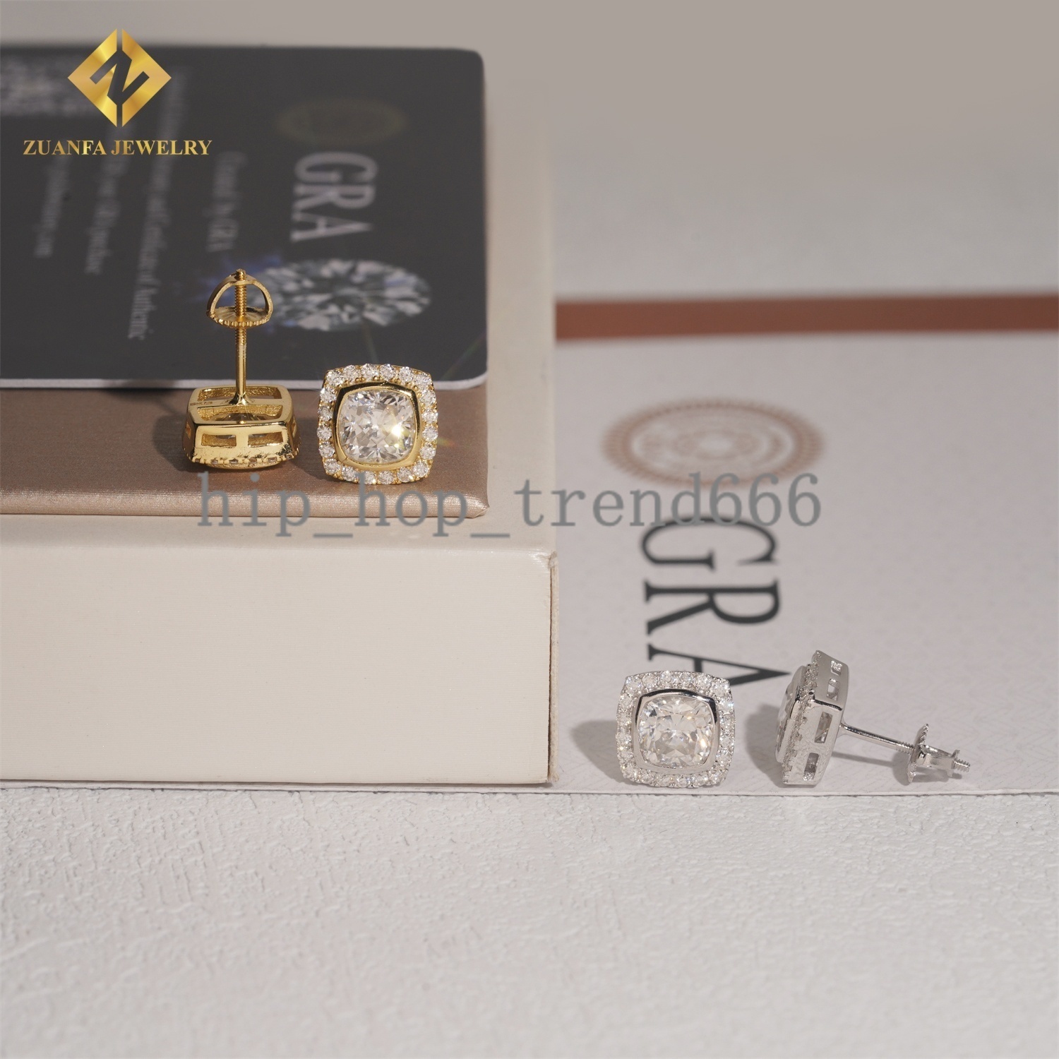 Wholesale Stud Earrings Men Iced Out Moissanite Earrings VVS Fire Jewelry with Box 925 Silver Stylish Fashion Style Hip Hop