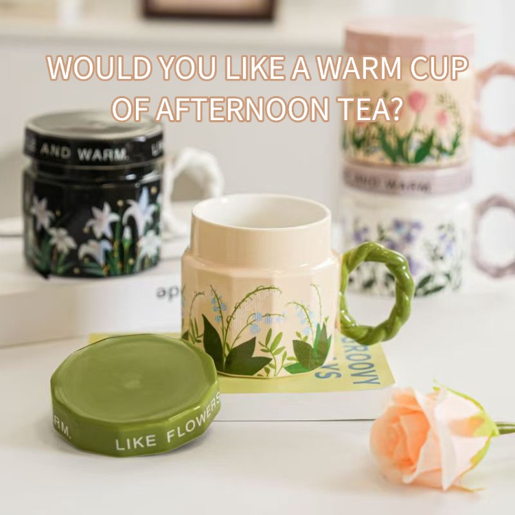 Mugs Spring Blossom Themed Cup Elegant Patterned Ceramics Ideal For Daily Brews