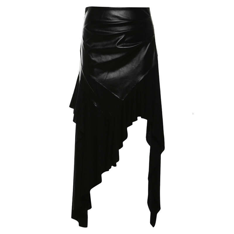 2024 Autumn New Women's Solid Color Slim Fit Street Fashion High Waist Irregular Skirt 5cf