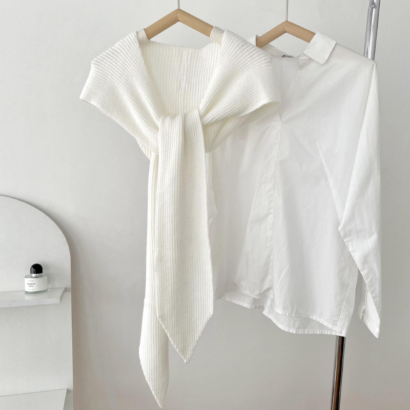 K1469 Korean style all-match solid color shawl for office air-conditioned room thin outer wear neck protection small waistcoat