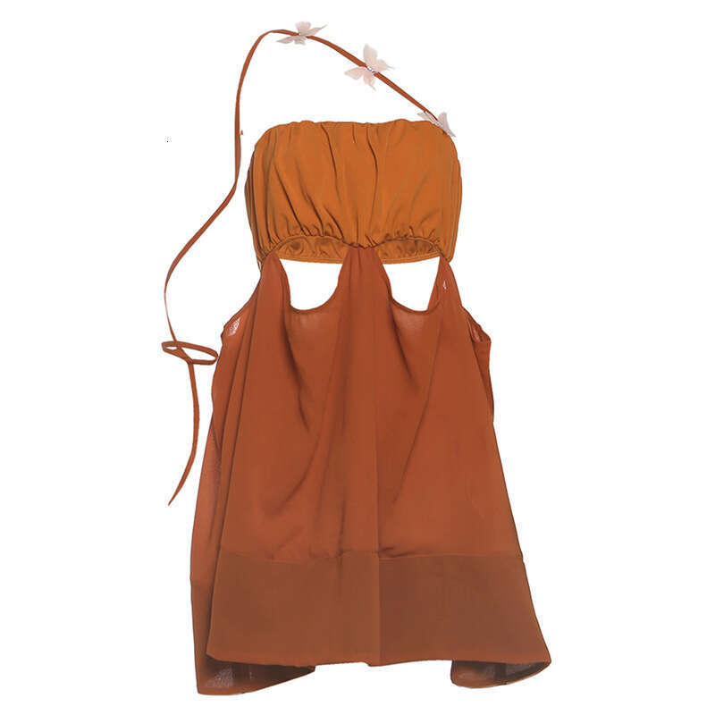 2025 Summer New Irregular Niche Fashion Trend Design Sleeveless Backless Short Dress b01