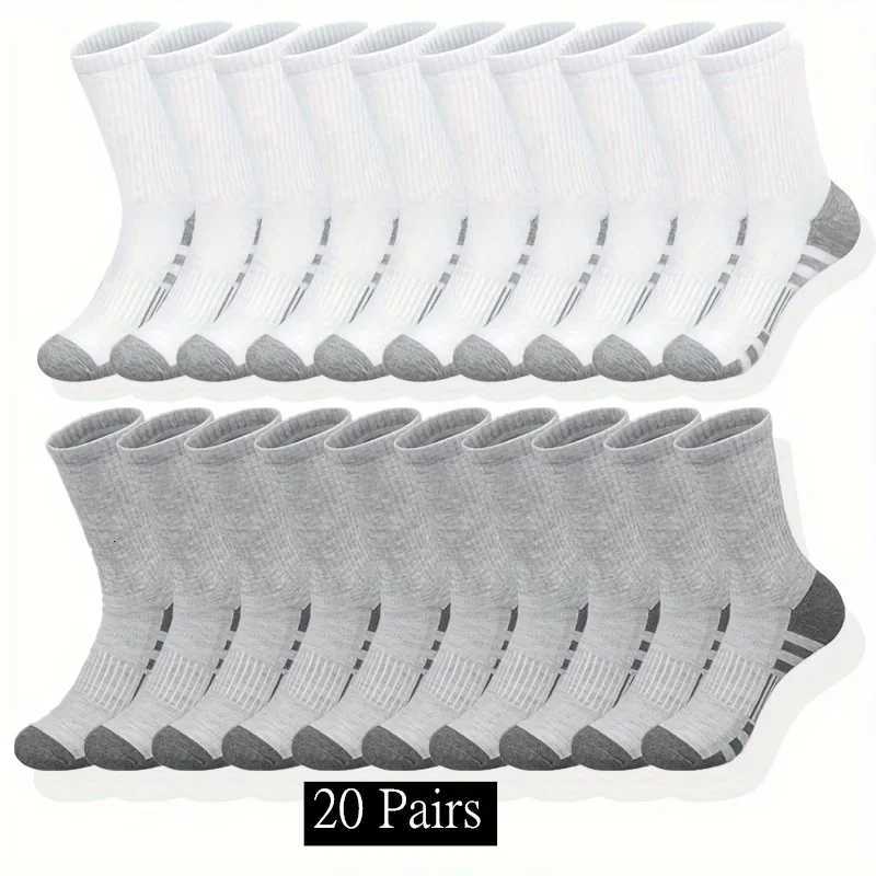 10/20/30 Pairs Mens Classic Crew Socks Unisex Sports Socks for Men Running Basketball Anti-slip Outdoor Breathable Mens Socks X2507251
