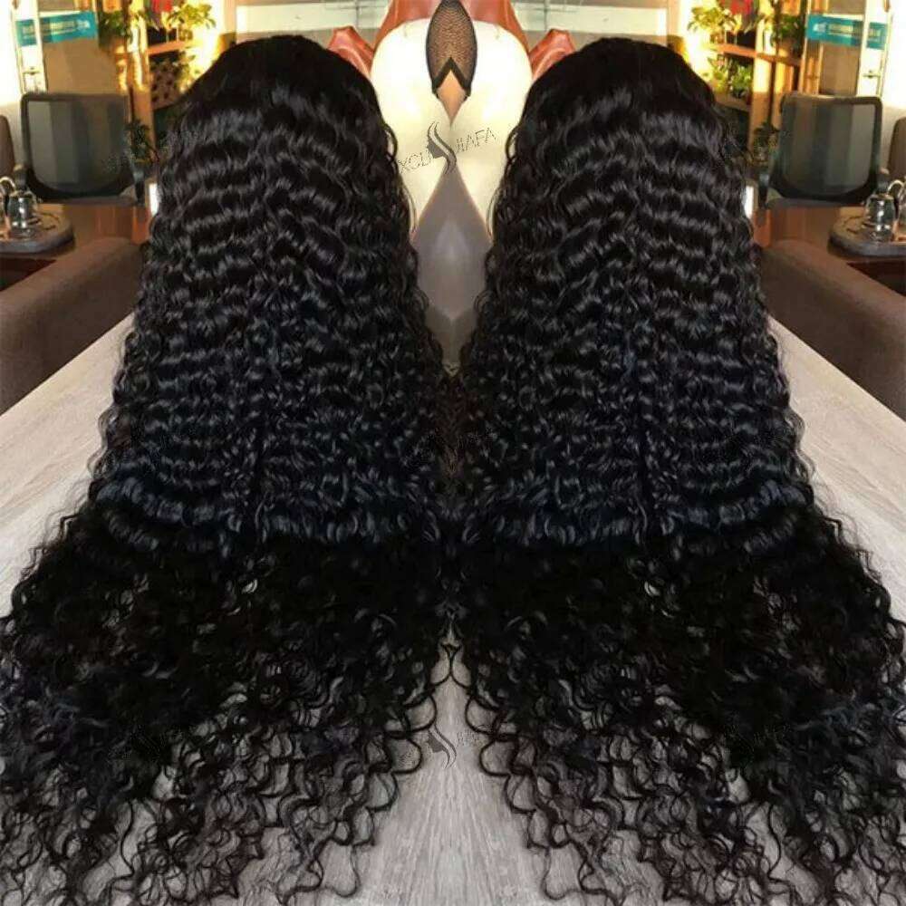 13x6 deep Curly Frontal Human Hair Wig 30 34 Inch Pre Plucked Deep Wave Lace Front Wigs 100 Brazilian human hair