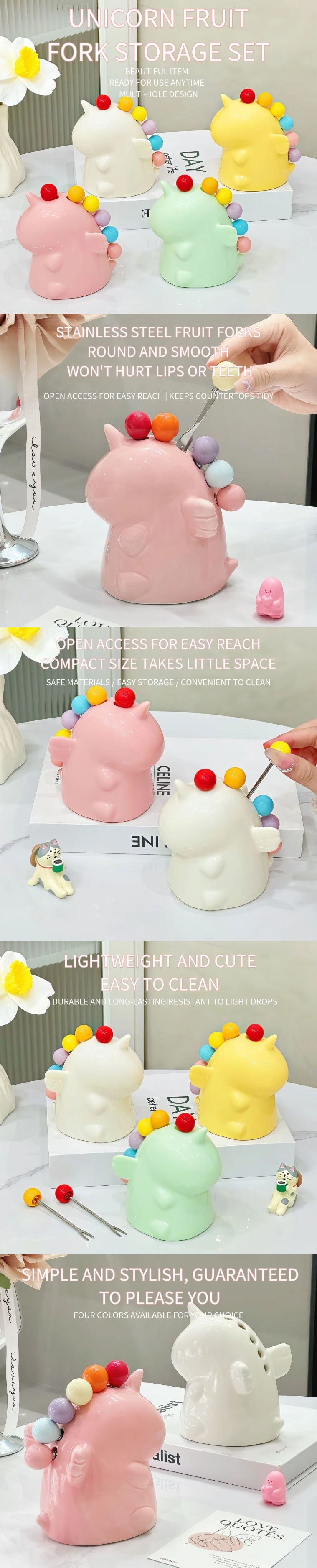 Fork storage all-in-one set Cute and Fun Unicorn Fruit Fork Storage Set