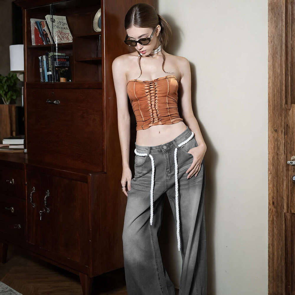 2025 Summer New Style Crop Sleeveless Slim Waist Slimming Versatile Solid Color Tube Top for Women 208