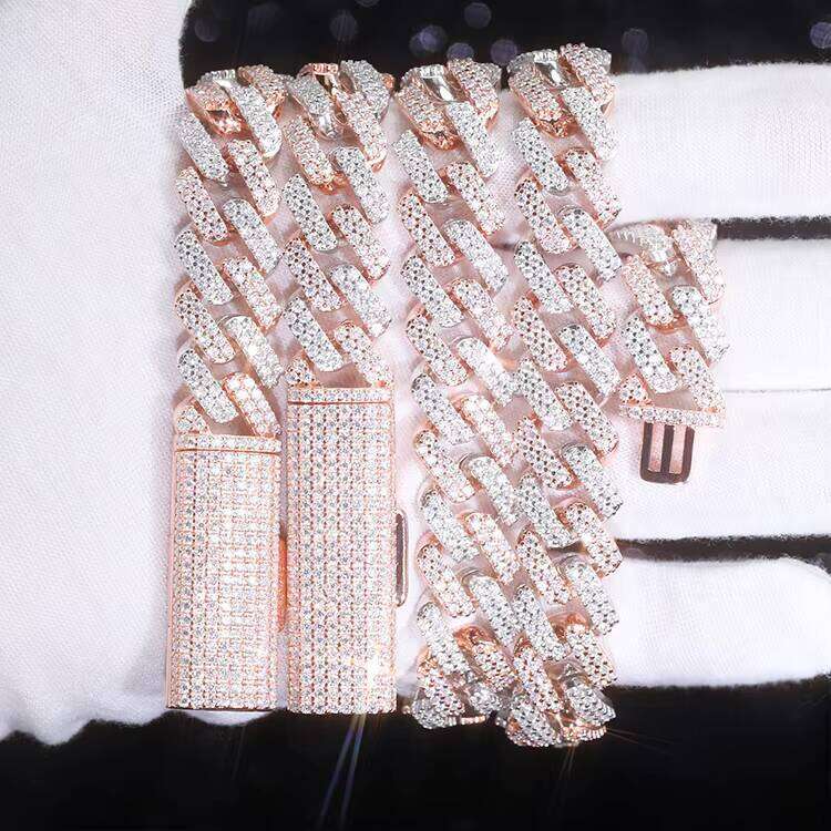 XG 12mm Men's Chain Necklaces Pass Dia test Sier Iced Out Vvs Moissanite Cuban Link Chains