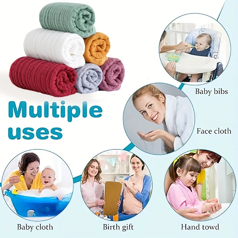 6pcs Baby Burp Cloths Large 6Layer Absorbent Cotton born Feeding Towel Soft Durable for Infants Multipurpose Vibrant Colors 250725