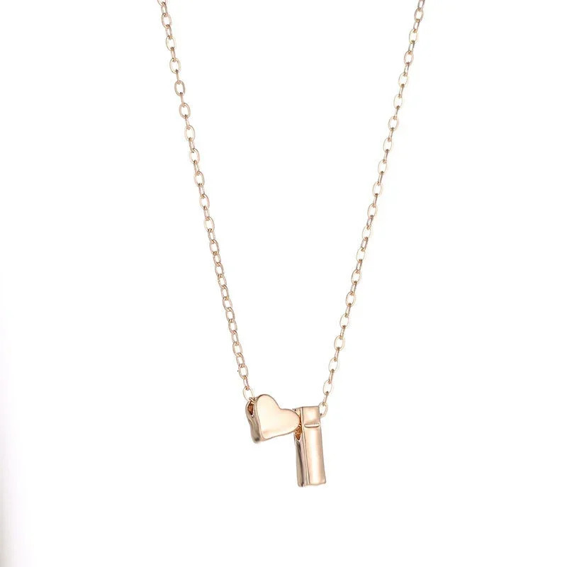SUMENG Fashion Tiny Heart Dainty Initial Necklace Gold Silver Color Letter Name Choker For Women Pendant Jewelry Gift 250716