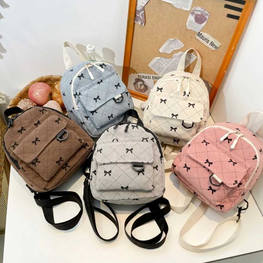 Mini Backpack Sweet Bowknot Printed Shoulder Bag Travel Cosmetic Storage Bag Korean Ins Student Backpacks Casual Rucksack Y250724