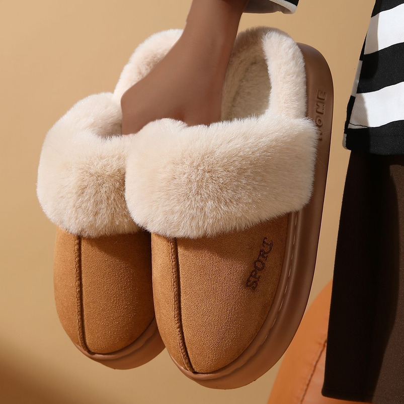 Autumn Winter Warm Comfortable Women, Indoor and Outdoor Wear, Thick Sole, Non-Slip Cotton Slippers for Men