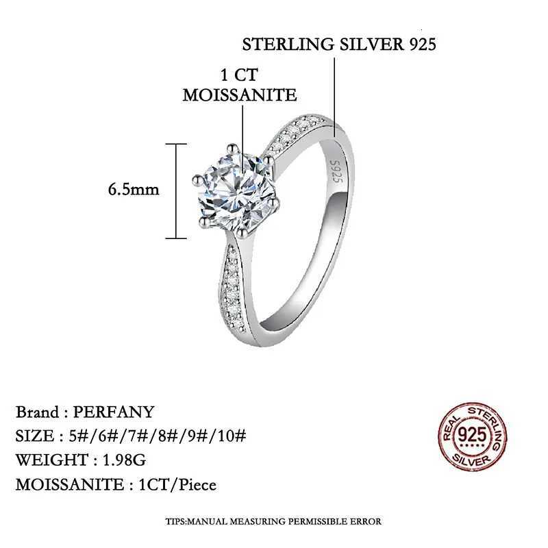 PERFANY 0.5-3CT Womens Moissanite Ring S925 Pure Silver Sparkling Engagement Ring Wedding High End Jewelry W250417