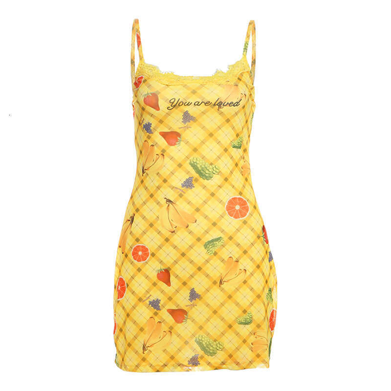 2025 Summer New Street Fashion Printed Sexy Strap Waist-Cinching Dress for Women 39e