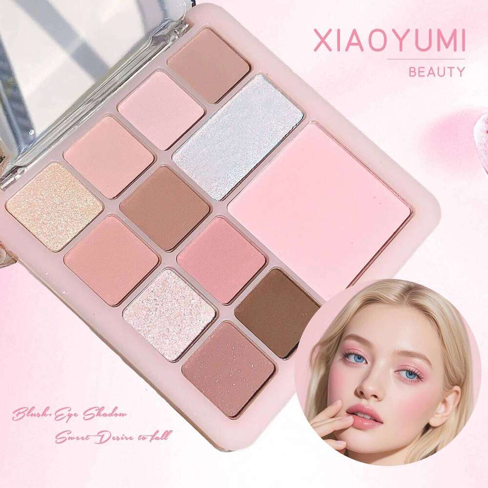 12-Color Eyeshadow Blush Palette Matte/Shimmer, Eye & Face Use, Contour, Highlight, Vegan, Certified, Unisex, Skin-Safe X250723 X250