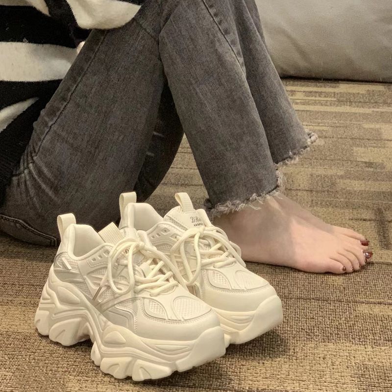 Women's Dad Sneakers Height Increasing 2024 Spring New Versatile Petite Heightening Thick Sole Street Style Sports Shoes for Women ddmythur