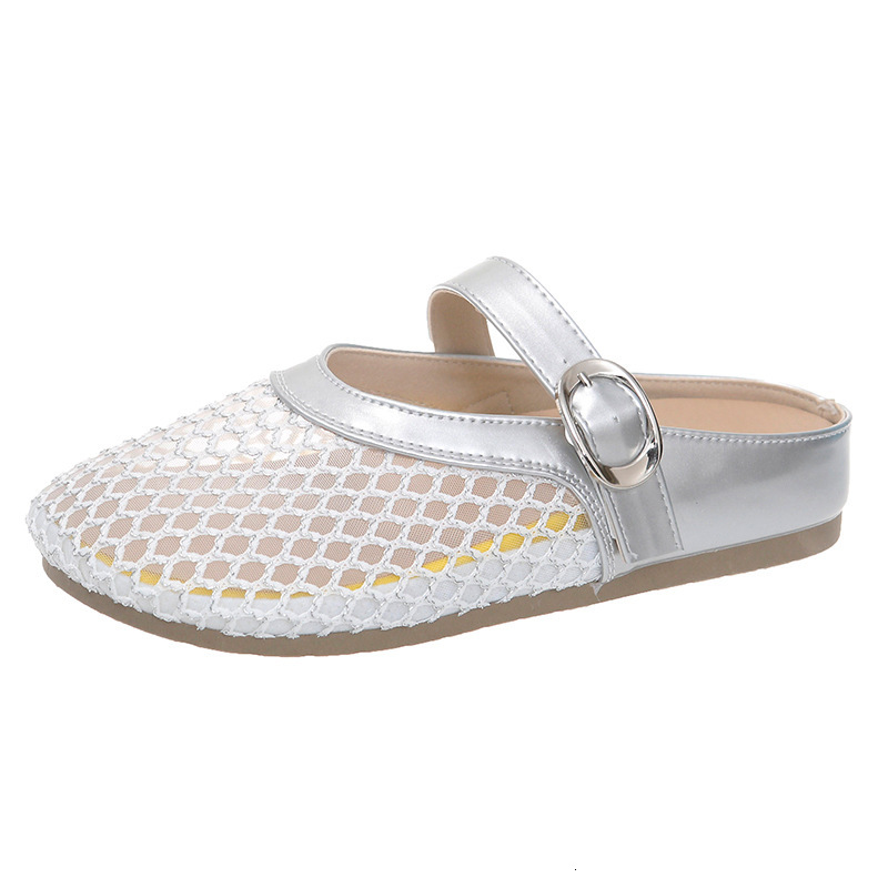 Ddmysports Hollow Woven Closed Toe Half Slippers For Women Summer Outdoor New Flat Breathable Slip On Clogs Sandals Outdoor Shoes