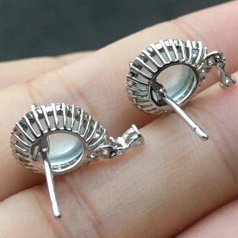 Ins Female Clear Moon Stone Stud Earrings For Women Vintage Silver Color Zircon Wedding Engagement Round Ear Studs Party Jewelry 250722