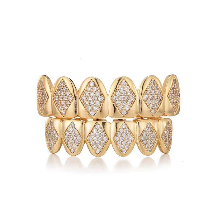 Custom S925 Silver 6top 6bottom Grillz Iced Out VVS Moissanite Round Brilliant Cut Diamond Grillz