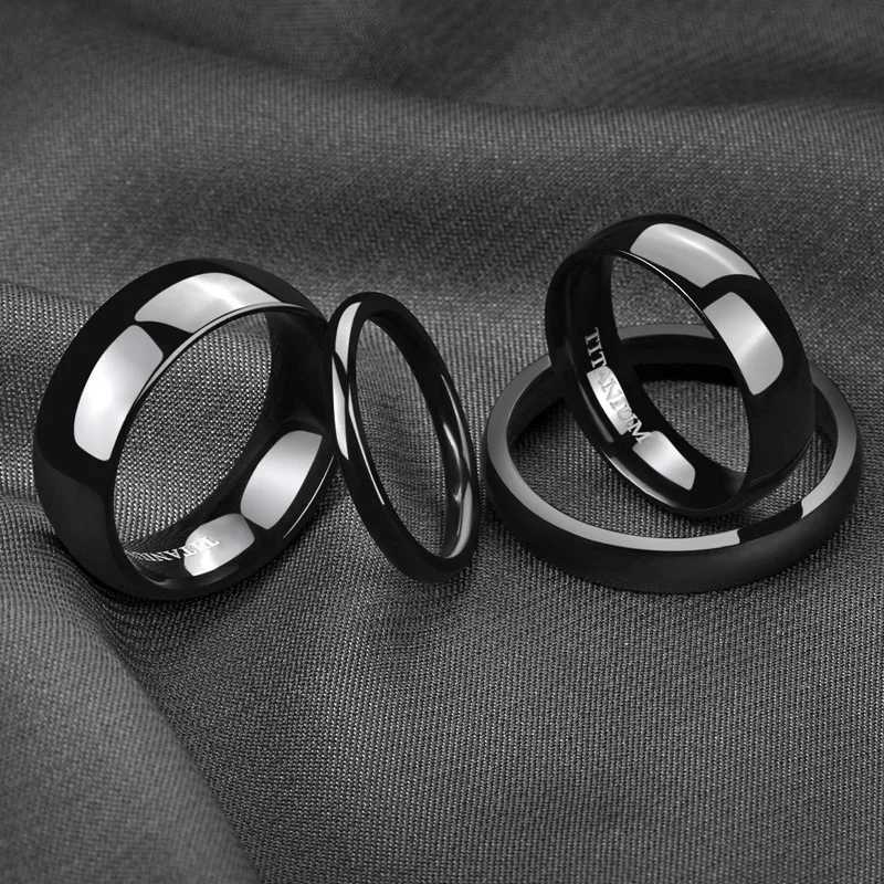 TIGRADE 2/4/6/8mm mens wedding band polished womens titanium simple engagement classic ring black silver women anel 3-15 W250417