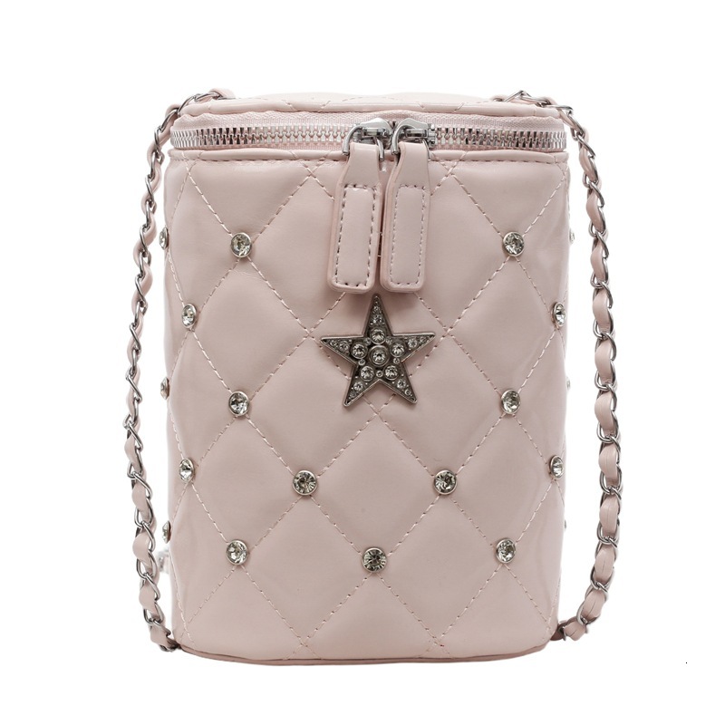 Luxury Brand Designer Bag Korean Style Fashion Small Style Cylinder Bag Quilted Chain Lock Bag Women Box Bag High-End Versatile Crossbody Bag