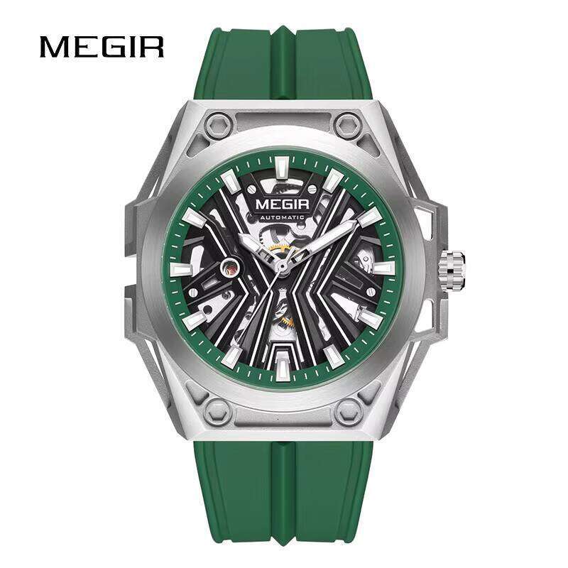 MEGIR Men's Skeleton Automatic Watch - 316L Steel, 50M Waterproof, Luminous, Silicone Strap - Bulk Wholesale