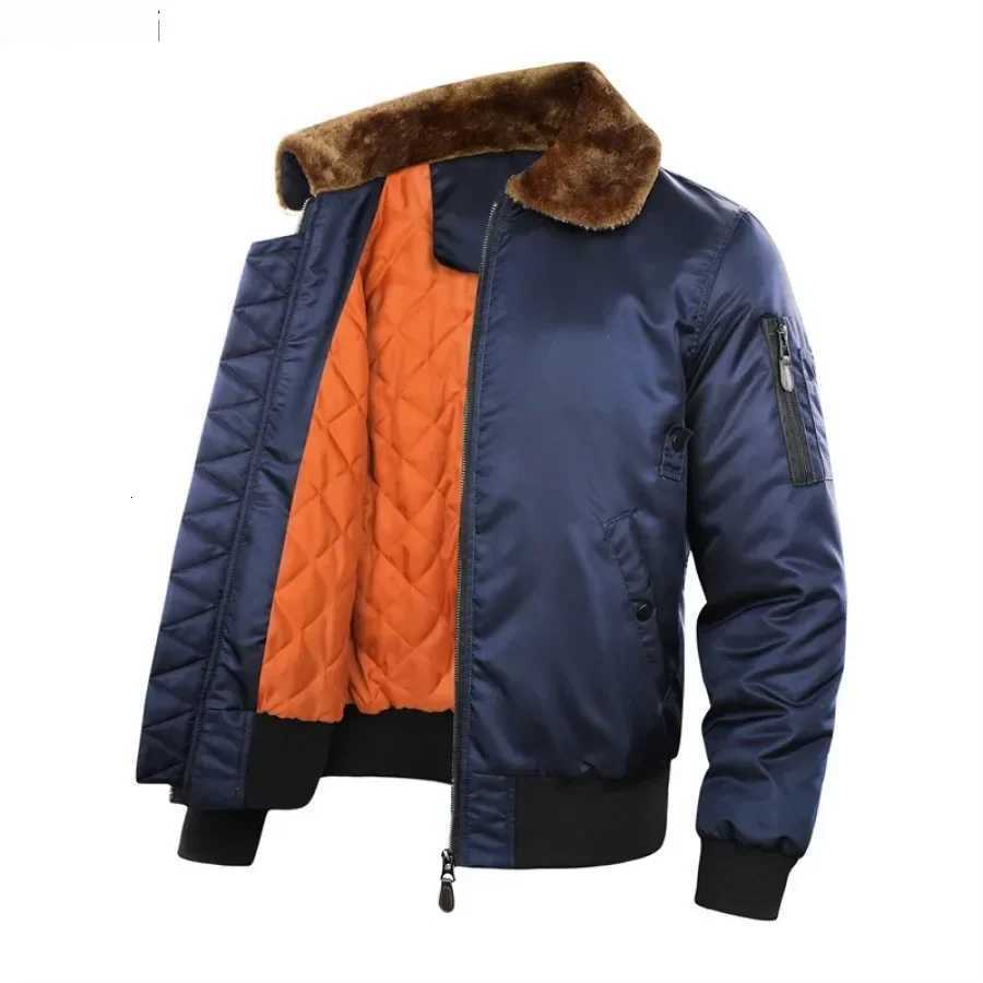Autumn Winter Bomber Jacket Men New Warm Windproof Fur Collar Jacket Men Coat Outdoor Casual Vintage Military Men Clothing X2507251