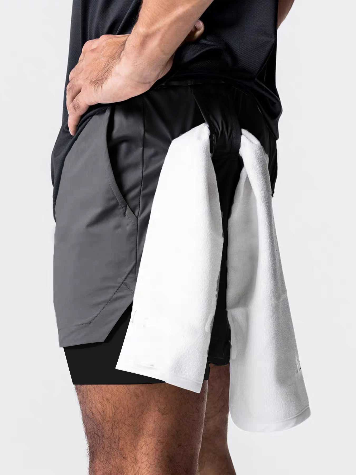 Sports shorts for men double layered quick-drying elastic basketball running training equipment deep squat fitness W250724