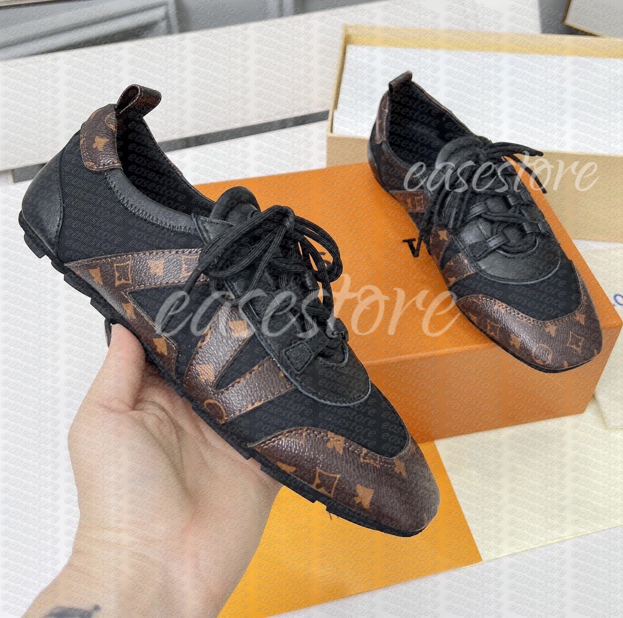 Designer Women Sneakerina Ballet Sneakers German Training Shoes Fashion Color Matching Leather Mens Ladies Lace-up Sneakers Suede Trainers Canva size 35-46