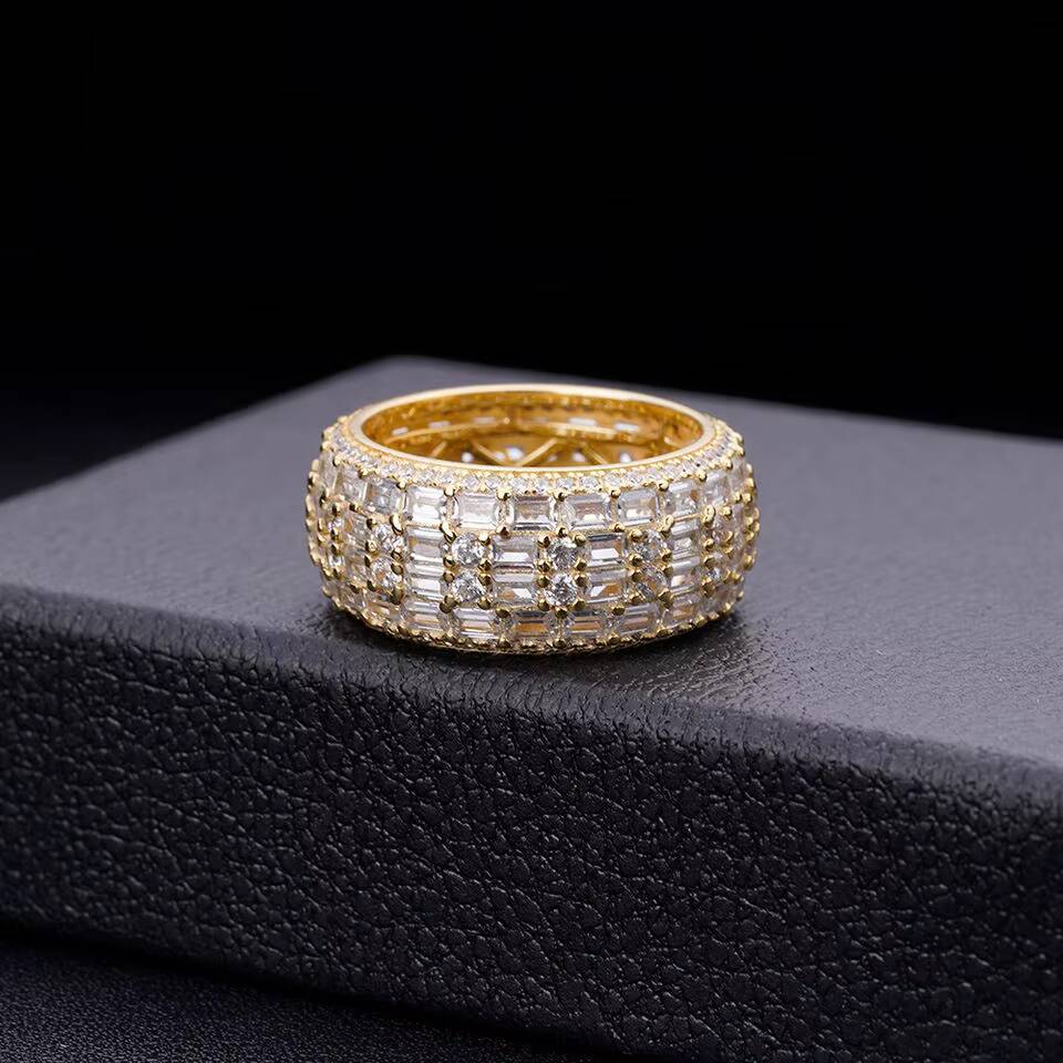 Wholesale Price Custom Diamond Moissanite Ring Men Vvs Hip Hop 925 Sterling Silver Vvs Jewelry Gold Zircon Rings for Men