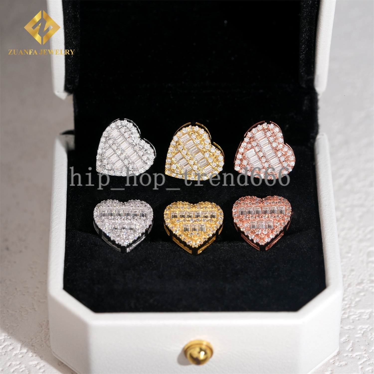 Pass Diamond Tester Heart Shape Iced Out Moissanite Earrings for Women 925 Sterling Silver VVS Moissanite Hip Hop Stud Earrings