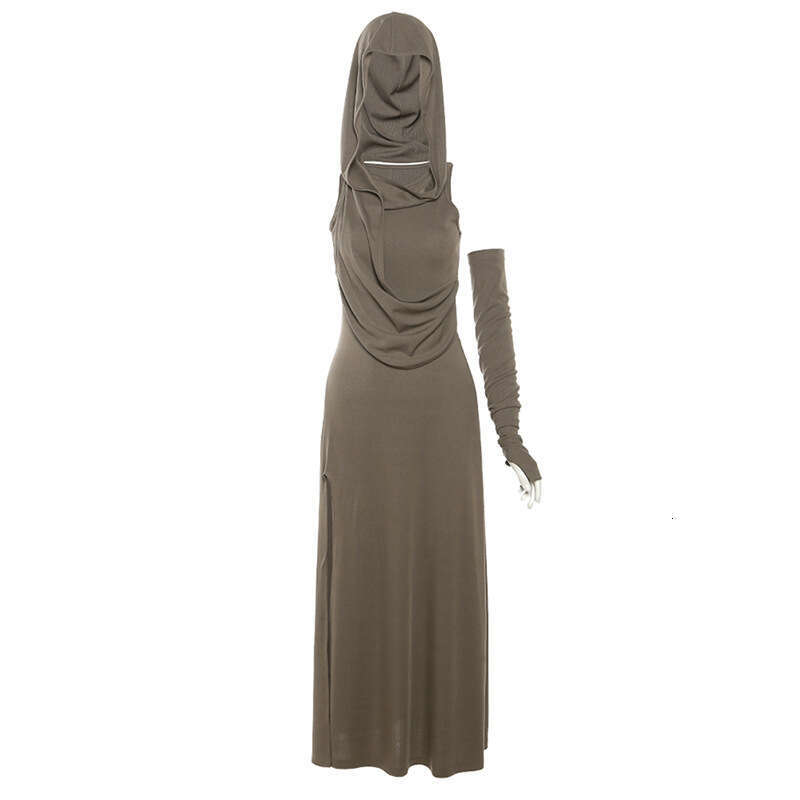 2023 Summer New Women's Solid Color Sexy High Waist Bodycon Hooded Dress 18b