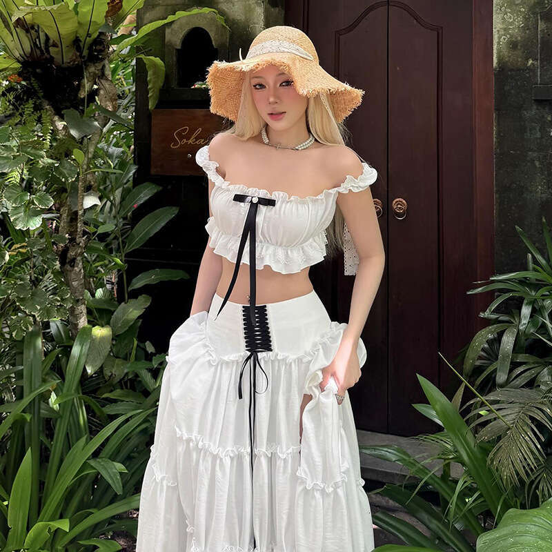 2025 Spring New Women's Solid Color Slim Fit Camisole Fashion High Waist Skirt Set cb5