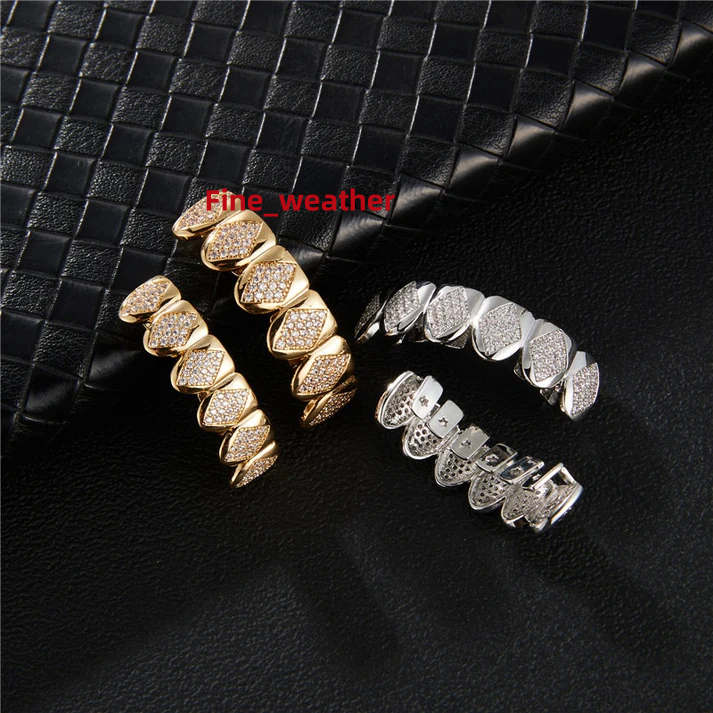 Custom S925 Silver 6top 6bottom Grillz Iced Out VVS Moissanite Round Brilliant Cut Diamond Grillz