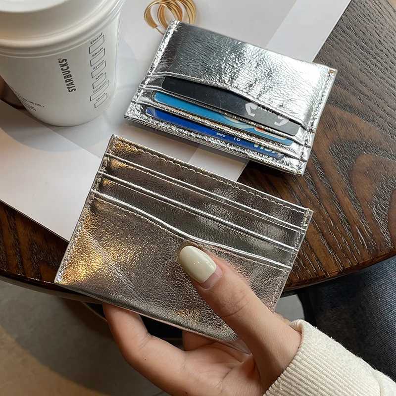 Womens Genuine Leather Wallet Multiple Cards Slots Card Bag Silver Holder Coin Purse Ultra-thin Bank ID Card Holder Z250725