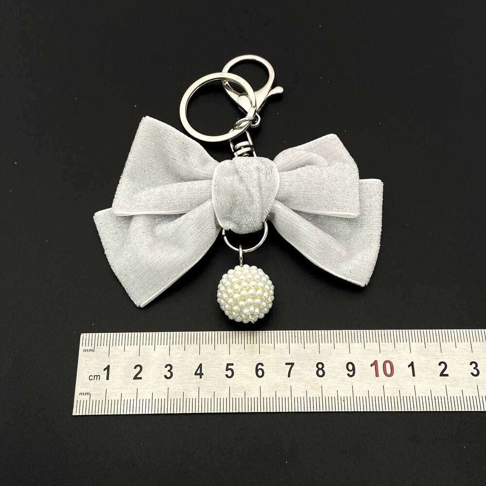 New Korean Style Fashion Veet Bow Keychain Pendant Creative Red Festive Gift Car Accessory