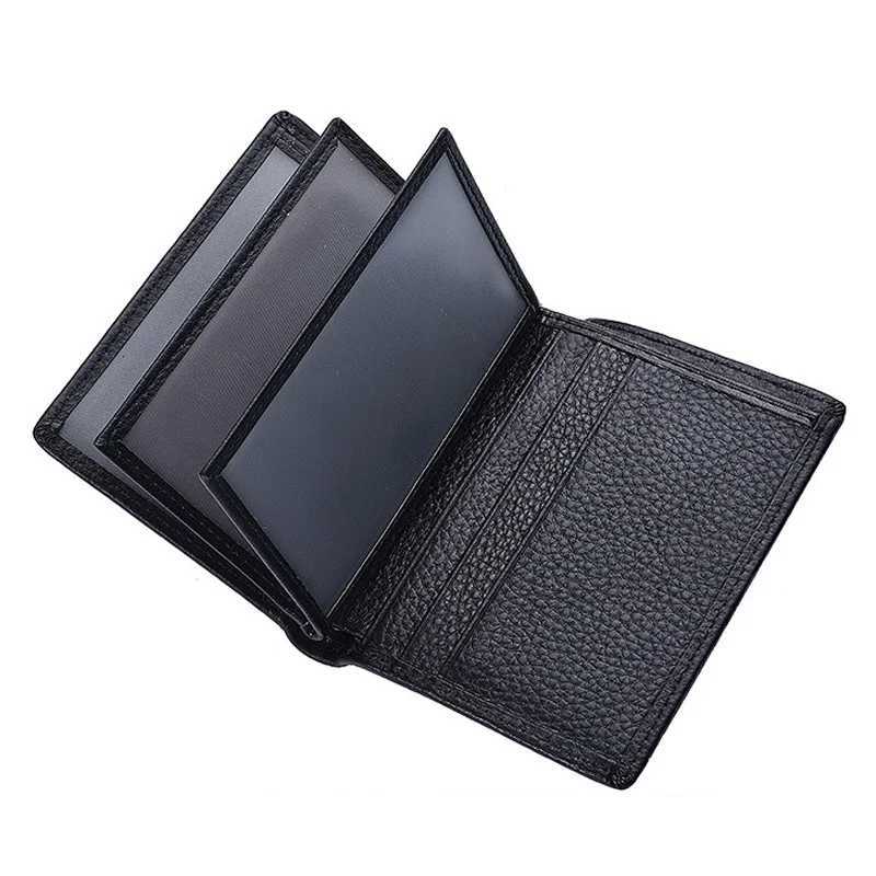 New Genuine Leather Mens Wallet Cowhide Drivers License ID Slot Money Bag Holder Short Vertical Purse For Male Z250725