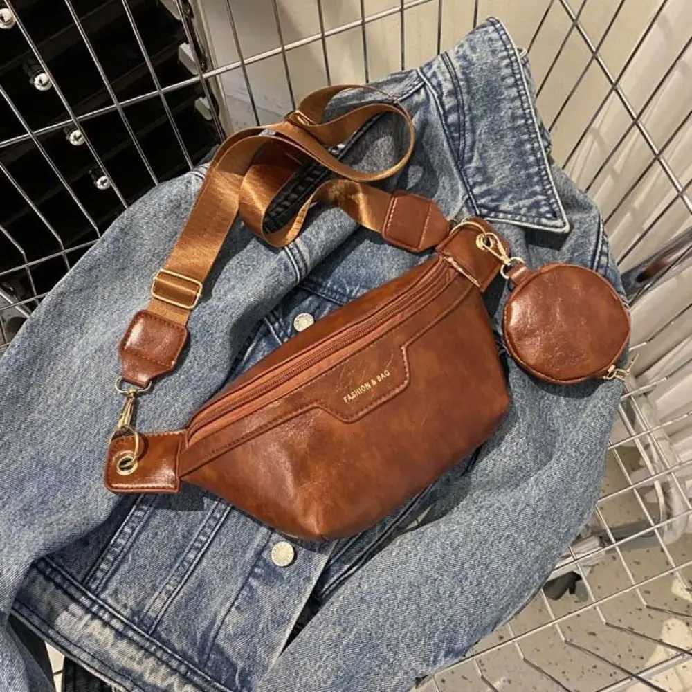 Portable Fanny Packs PU Leather Bag With Coin Purse Korean Style Banana Bag Half Moon Bag Large Capacity Running Waist Bag Men Y250724
