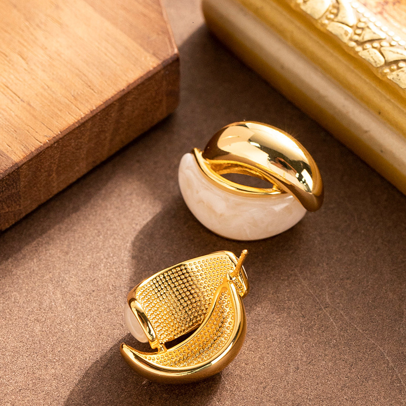 Fashion Simple Color-Block Personality Geometric Earrings for Women High-End Elegant Versatile Sier Needle Ear Jewelry