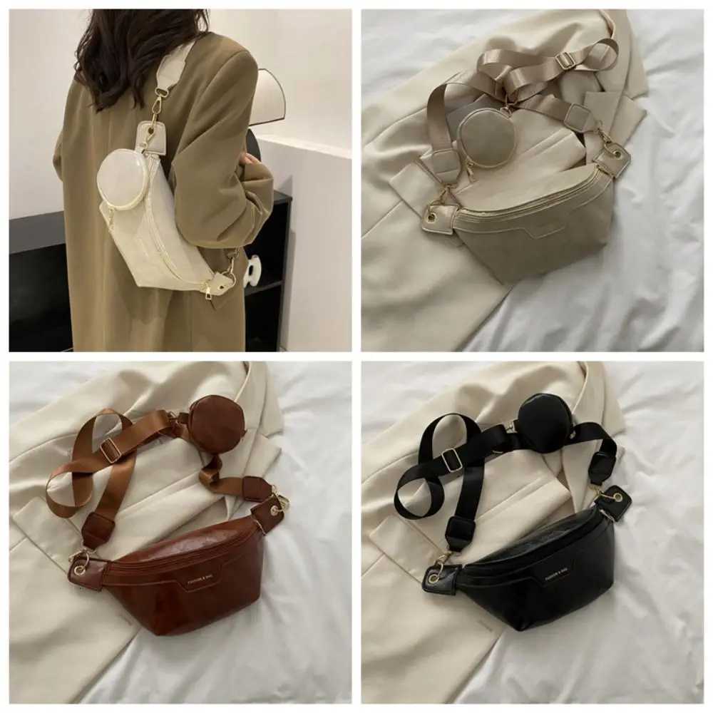 Portable Fanny Packs PU Leather Bag With Coin Purse Korean Style Banana Bag Half Moon Bag Large Capacity Running Waist Bag Men Y250724