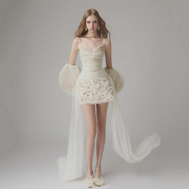 2024 Autumn Winter New Women's Fashion Sexy Camisole Sleeve High Waist Skirt 617