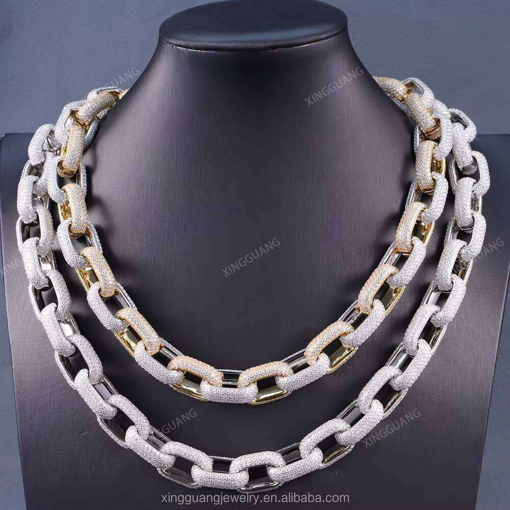 Iced Out Fine Jewelry Pass Dia Test 15mm Box S Sterling Sier With VVS Moissanite Cuban Link Chain for Necklace