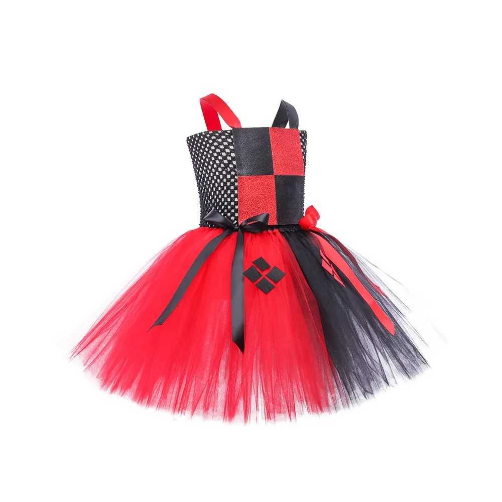 2024 Girls Clown Joker Costume Kids Cruella De Vil Fancy Dress Birthday Children Tutu Dress Halloween Villain Fantasy Cosplay Z250725