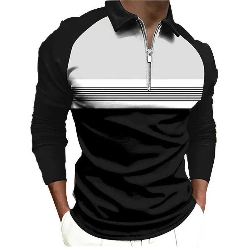 100% Polyester Summer Men Casual Long Sleeve Polo Shirt Men Sport Lapel Business Golf Polo Shirt Tops XJ250725