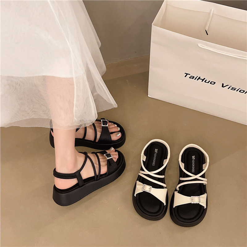 Ddmysports Thick Soled Step On Feeling Women S New Summer Outdoor Wear With Skirt Stunning Height Increasing Sandals Beach Shoes Slippers For Outdoor 