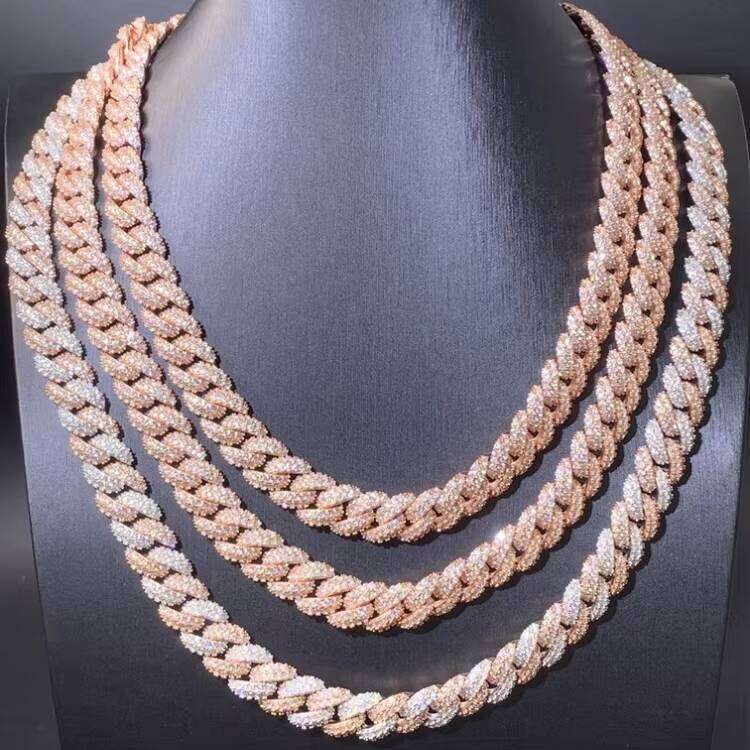 RTS 13mm Wide Iced Out VVS Dia Chain GRA Moissanite Sier Gold Plated Fine Jewelry Hiphop Necklace Bracelet