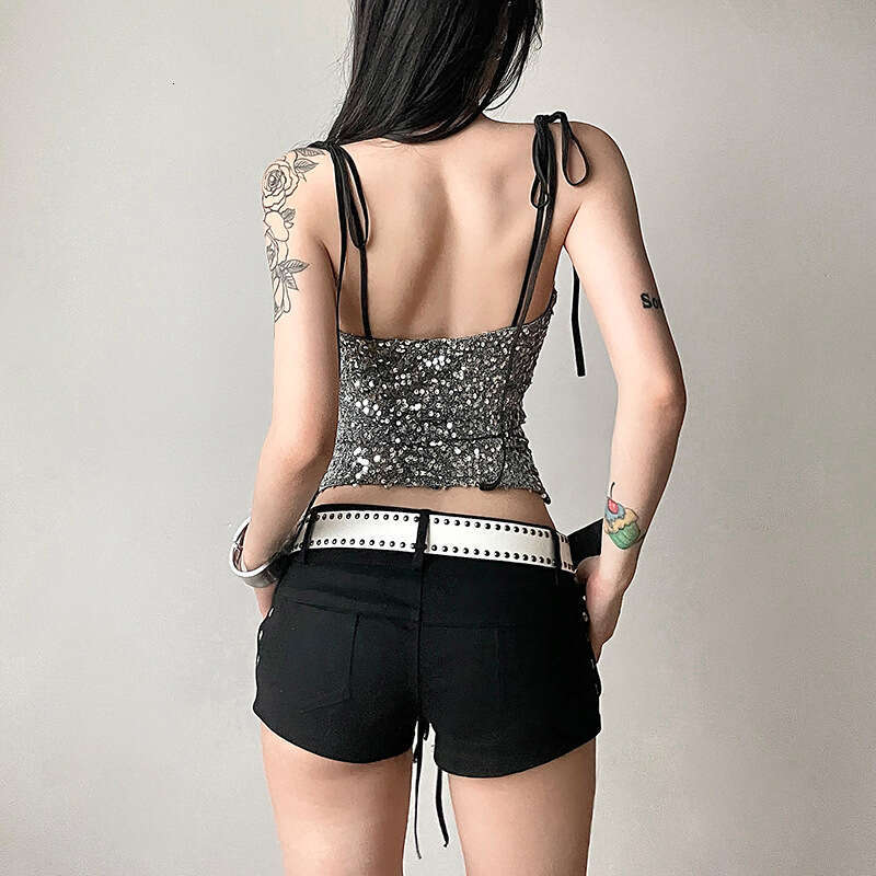 2024 Summer New Women's Solid Color Slim Fit Street Fashion Sexy Backless Tank Top 2c9
