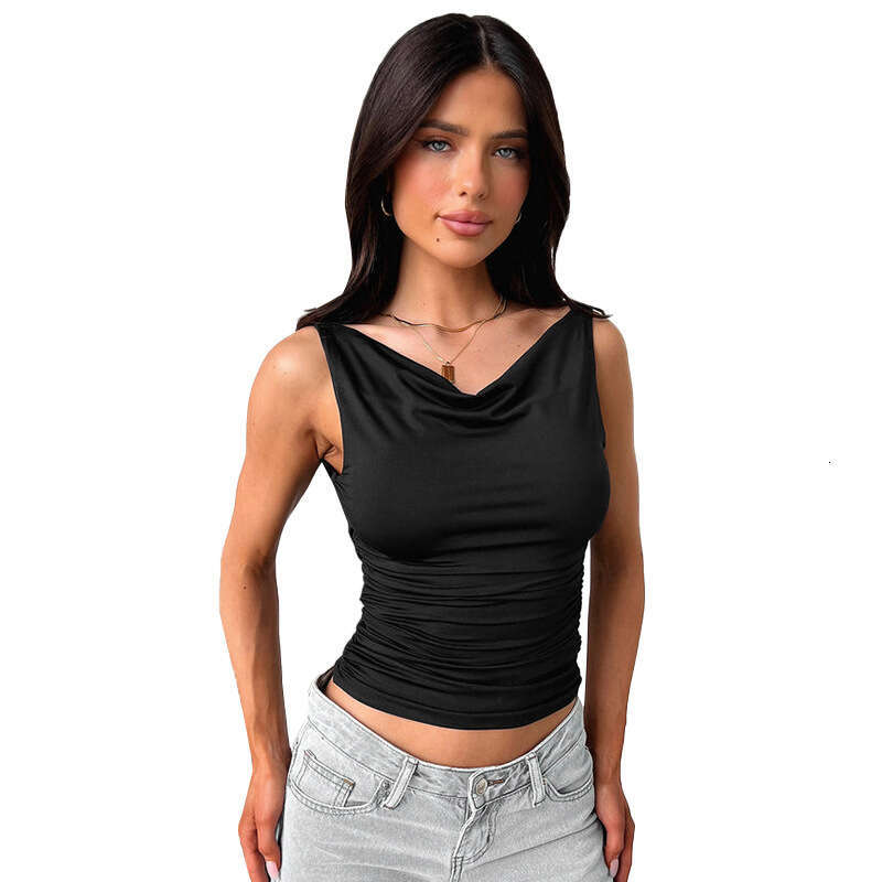 Y25tp005 Women's Spring Summer New Sleeveless Swing Collar Backless Sexy T-Shirt Top B5