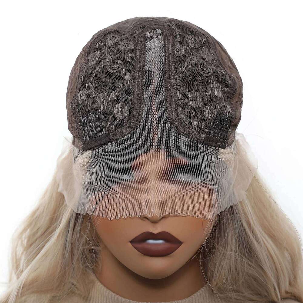 BlONDE UNICORN T Lace Synthetic Wig Ombre Dark Root to Blonde Curly Hair Women Wigs Daily Cosplay Natural Heat Resistant Fiber