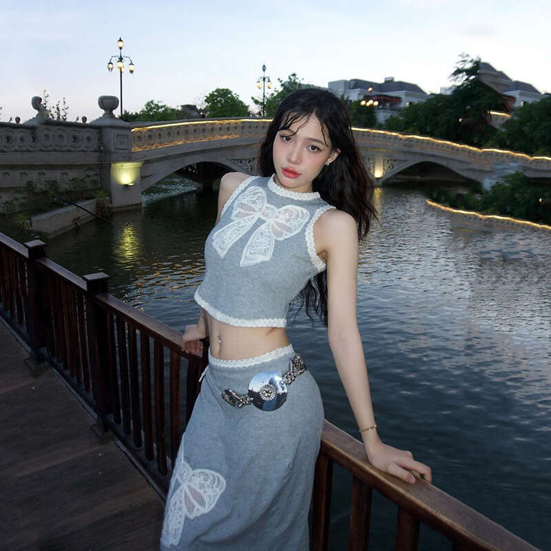 2024 Summer New Women's Sleeveless Sexy Tank Top High Waist Skirt Set 472