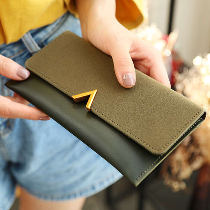 Korean Style Women's Long Wallet New Clutch Bag Solid Color Simple Zipper Student Multi-Card Slots