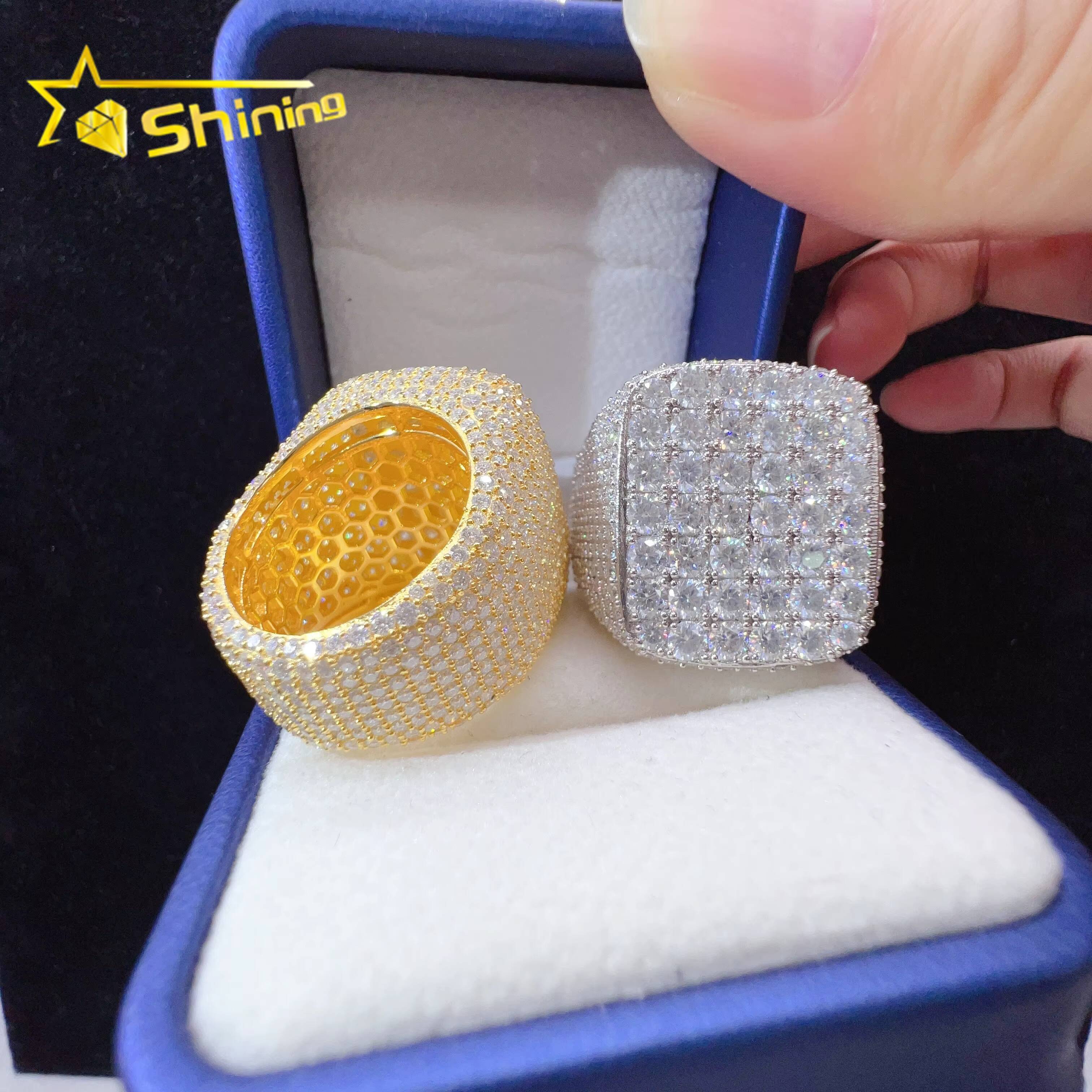 Custom Ring Silver 925 Lab Diamond Jewelry Vvs Moissanite Hip Hop Iced Out Men Ring